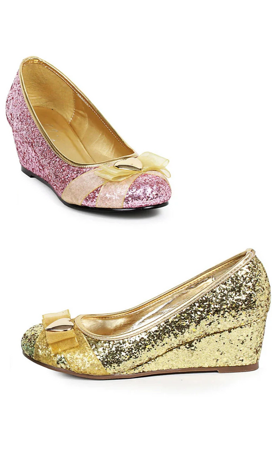 Princess-018 Glitter Wedge Pumps