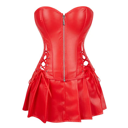 Sweetheart Faux Leather Corset Dress