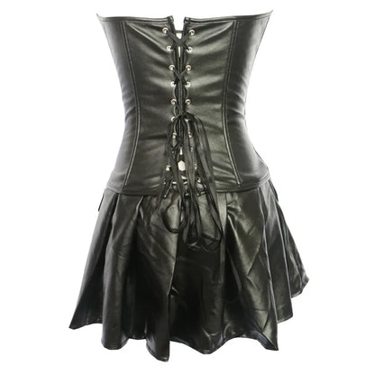 Sweetheart Faux Leather Corset Dress