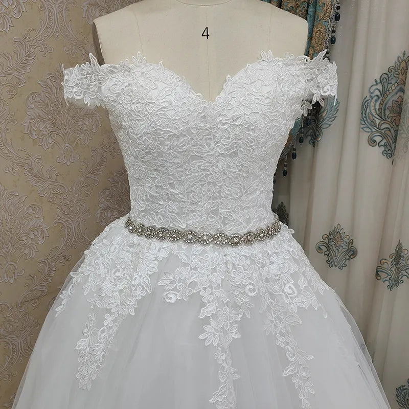 Bling Waist Floral Applique/Tulle Wedding Gown All Sizes/Colors