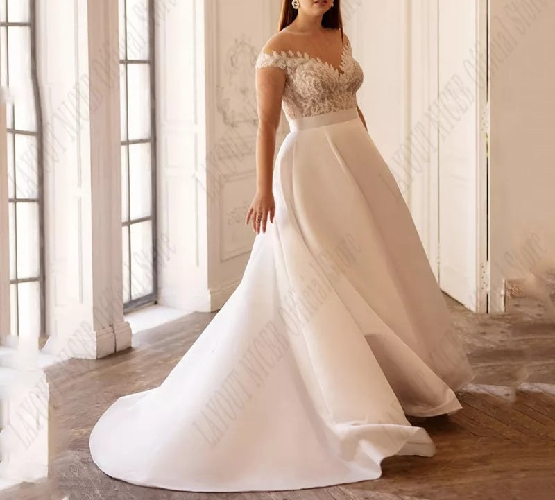 Kelly Anne Applique/Satin Wedding Gown All Sizes