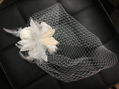 Vintage Rose Accent Net Birdcage/Fascinator Wedding Veil