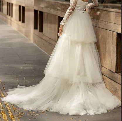 Custom Long Layered Tulle Detachable Wedding Train All Sizes/Colors