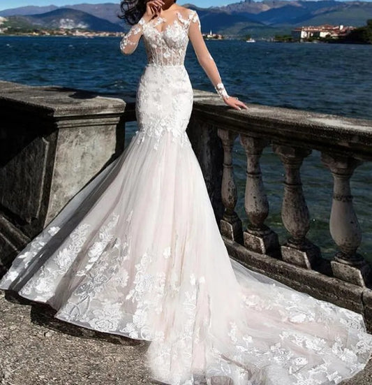 3D Floral Trumpet Wedding Gown All Sizes