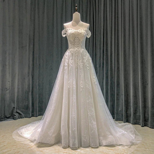 3D Floral & Pearl Adorned Wedding Gown