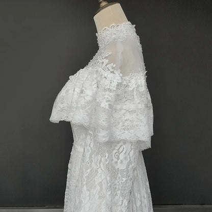 Victorian Style Lace Sheath Wedding Gown