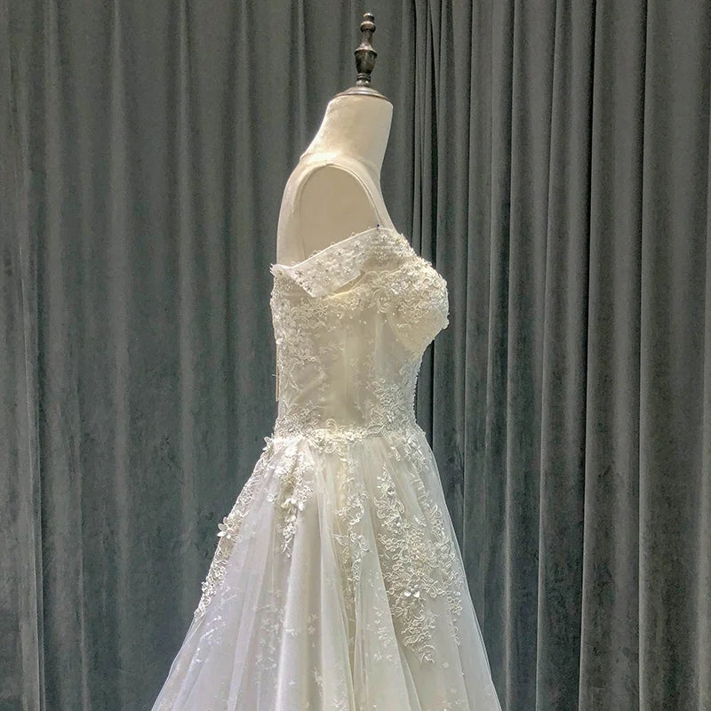 3D Floral & Pearl Adorned Wedding Gown