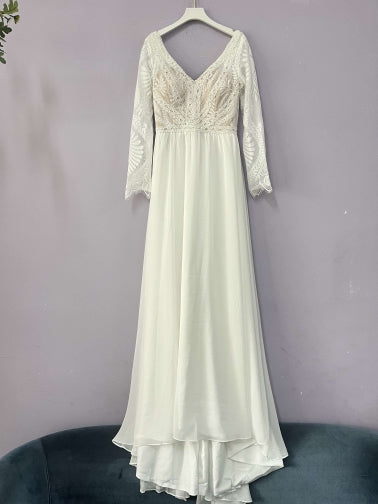 Boho Chiffon/Lace A Line Wedding Gown