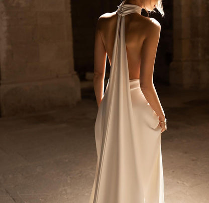 Elegant Modern Satin Wedding Gown