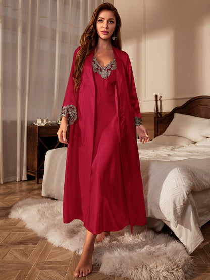 Long Satin Dressing Robe