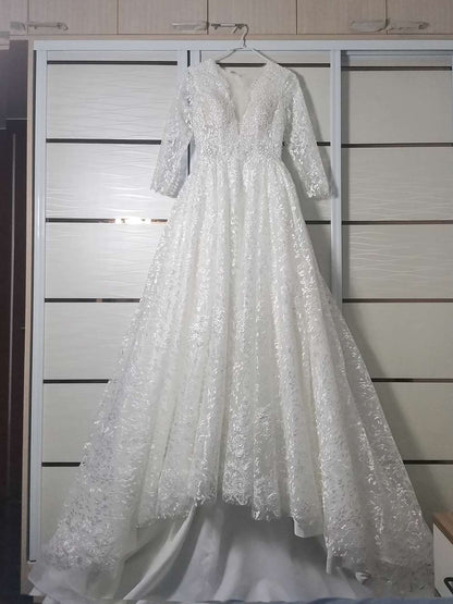 Premium Sparkle Pearl Lace A Line Wedding Gown All Sizes/Colors