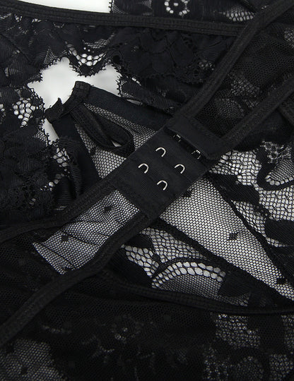 Queen Swiss Dot & Lace Convertible Garter Slip