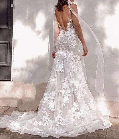 3D Floral Trumpet Wedding Gown All Sizes/Colors