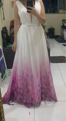 Floral Ombre Chiffon A Line Wedding Gown All Sizes