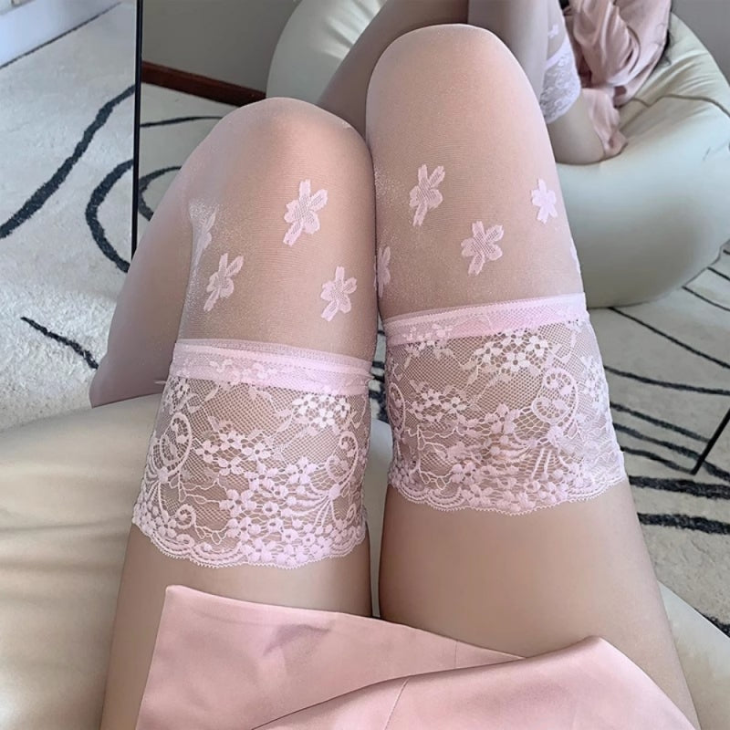 Floral Applique Thigh-Highs