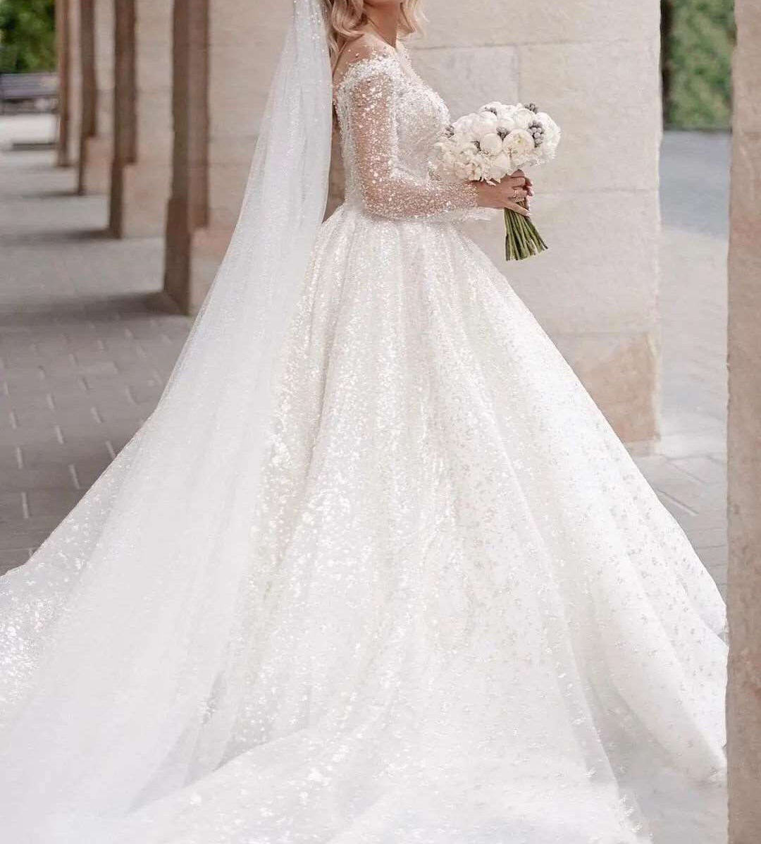 Premium All Over Crystal Ball Wedding Gown All Sizes