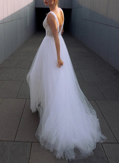 Pleated Tulle Simple Wedding Gown All Sizes/Colors