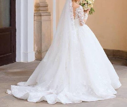 Premium Pearled Lace Applique Ball Wedding Gown All Sizes