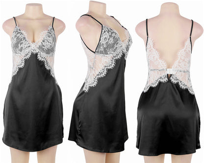 Eyelash Lace & Satin Slip