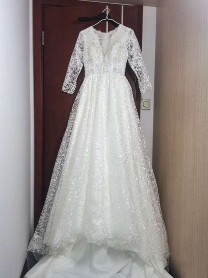 Premium Sparkle Pearl Lace A Line Wedding Gown All Sizes/Colors