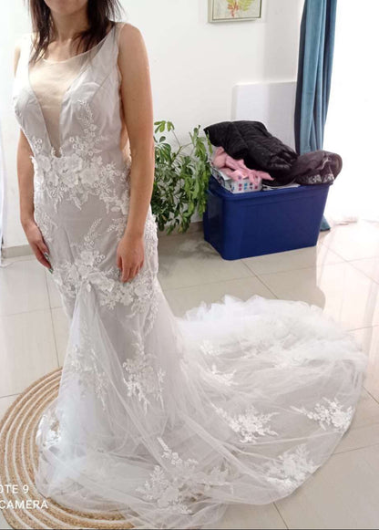 3D Floral Trumpet Wedding Gown All Sizes/Colors