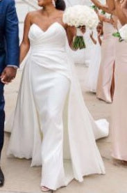 Elegant Simple Satin Mermaid & Train Wedding Gown Set All Sizes/Colors