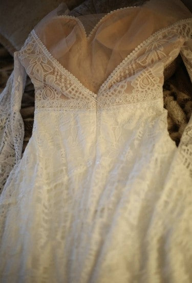 Custom Crochet Lace Fairy Boho Style A  Line Wedding Gown All Sizes/Colors