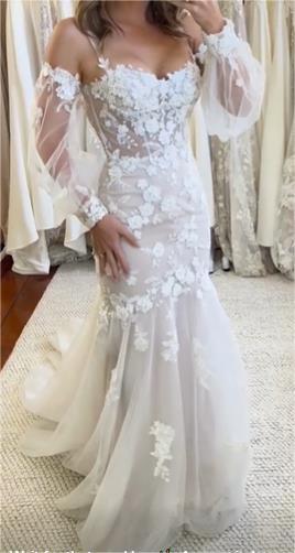 3D Floral Applique Convertible Wedding Gown All Sizes