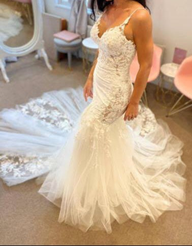 Floral Lace/Tulle Mermaid Wedding Gown All Sizes