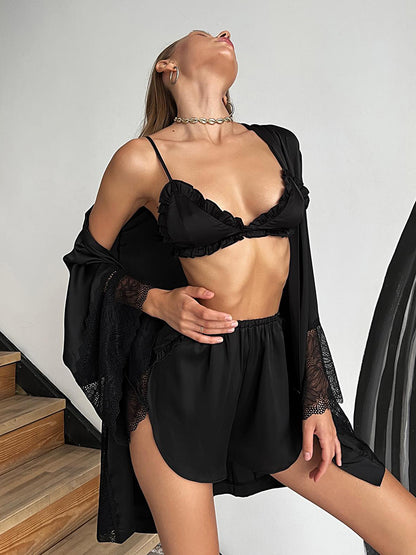 Satin Bralette Lounge Pajama Set