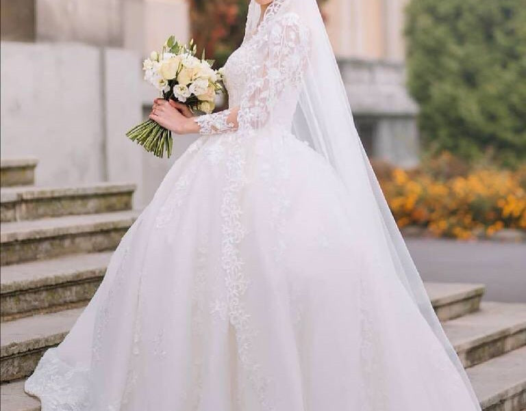 Premium Pearled Lace Applique Ball Wedding Gown All Sizes