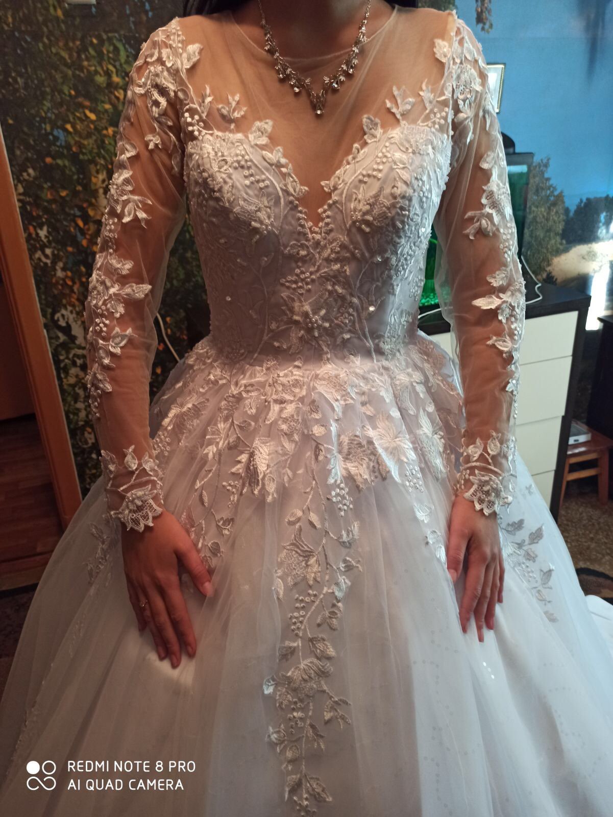 Premium Pearled Lace Applique Ball Wedding Gown All Sizes