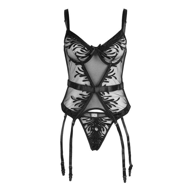 Queen Embroidered Mesh Convertible Bustier