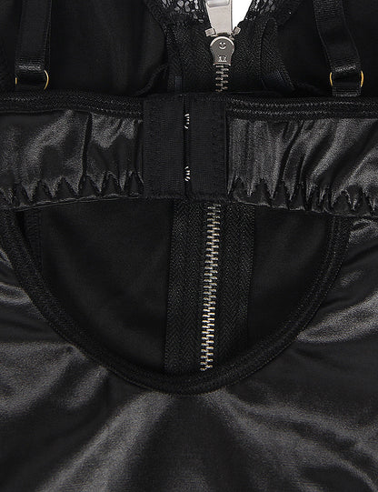 Faux Leather Zipper Bustier