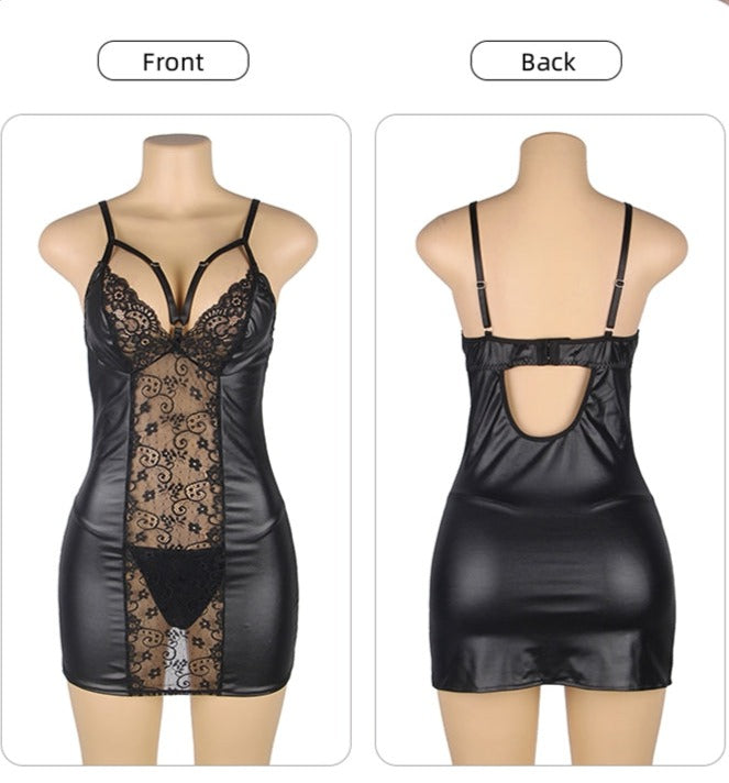 Sex Kitten Faux Leather Play Dress