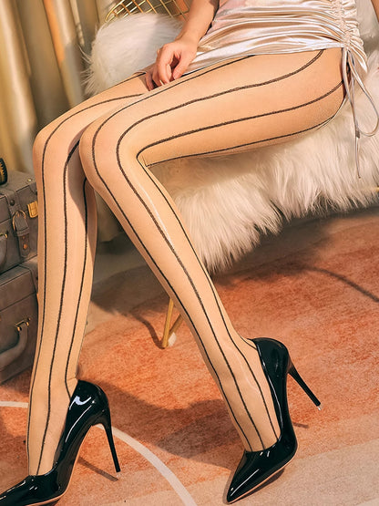 Aurora Oil Slick Sheer Striped Pantyhose