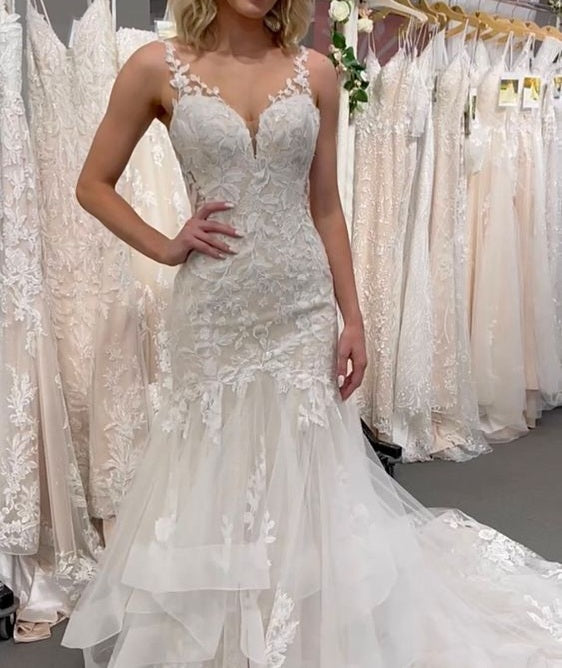 Couture Sequined Lace & Organza Wedding Gown All Sizes