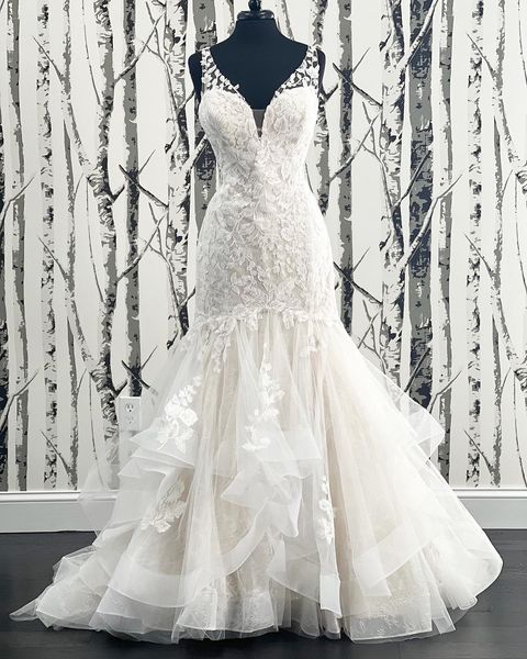 Couture Sequined Lace & Organza Wedding Gown All Sizes