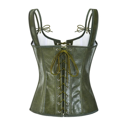 Faux Leather Built-Up Corset Top