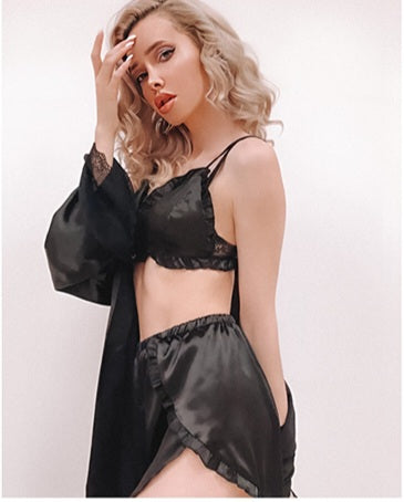 Satin Bralette Lounge Pajama Set