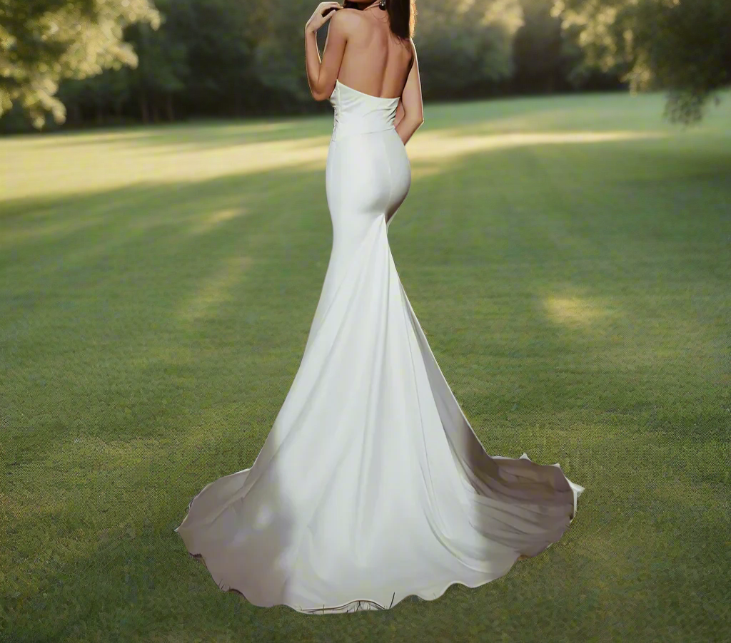 Satin Strapless Mermaid Wedding Gown