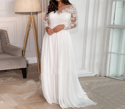 Scroll Lace/Chiffon A Line Wedding Gown All Sizes/Colors