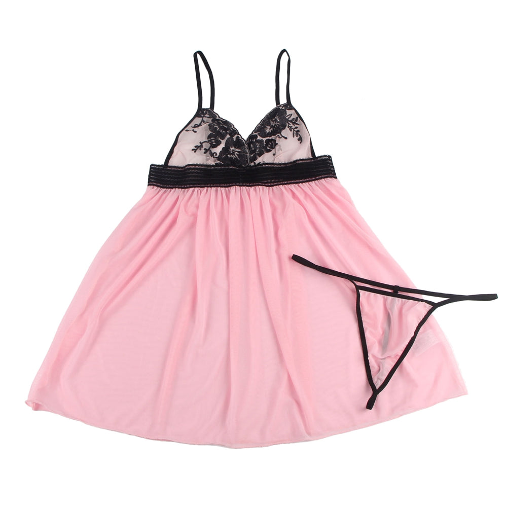 Sweetly Pink Sheer Babydoll Set