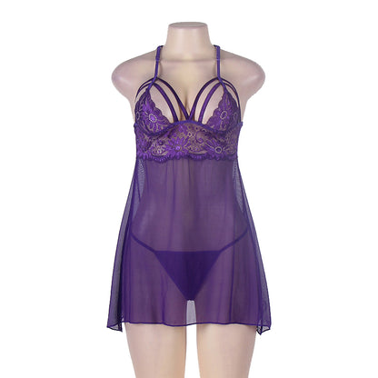 Lace & Mesh Sleepwear Babydoll Set