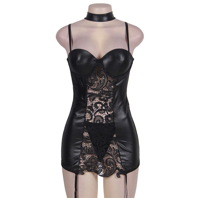 Vixen Faux Leather Garter Play Dress