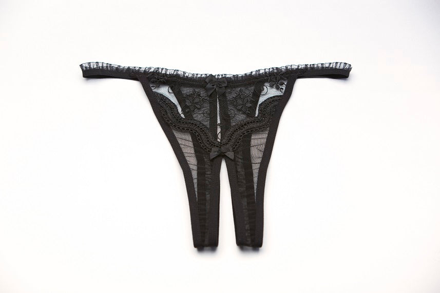 Femme Fatale Embroidered Crotchless Panty