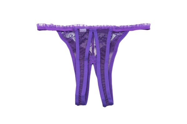 Scalloped Embroidered Crotchless Panty