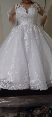 Premium Pearled Lace Applique Ball Wedding Gown All Sizes