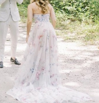 Floral Embroidered Sheer Wedding Gown All Sizes