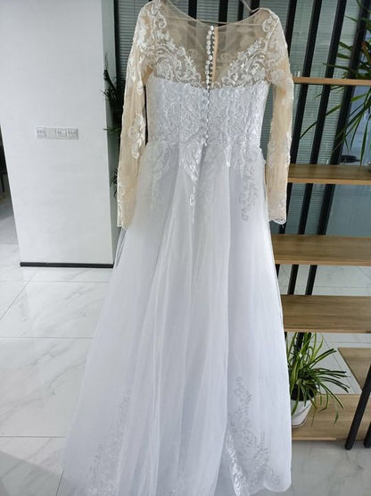 Paisley Lace/Organza Tulle A Line Wedding Gown All Sizes/Colors